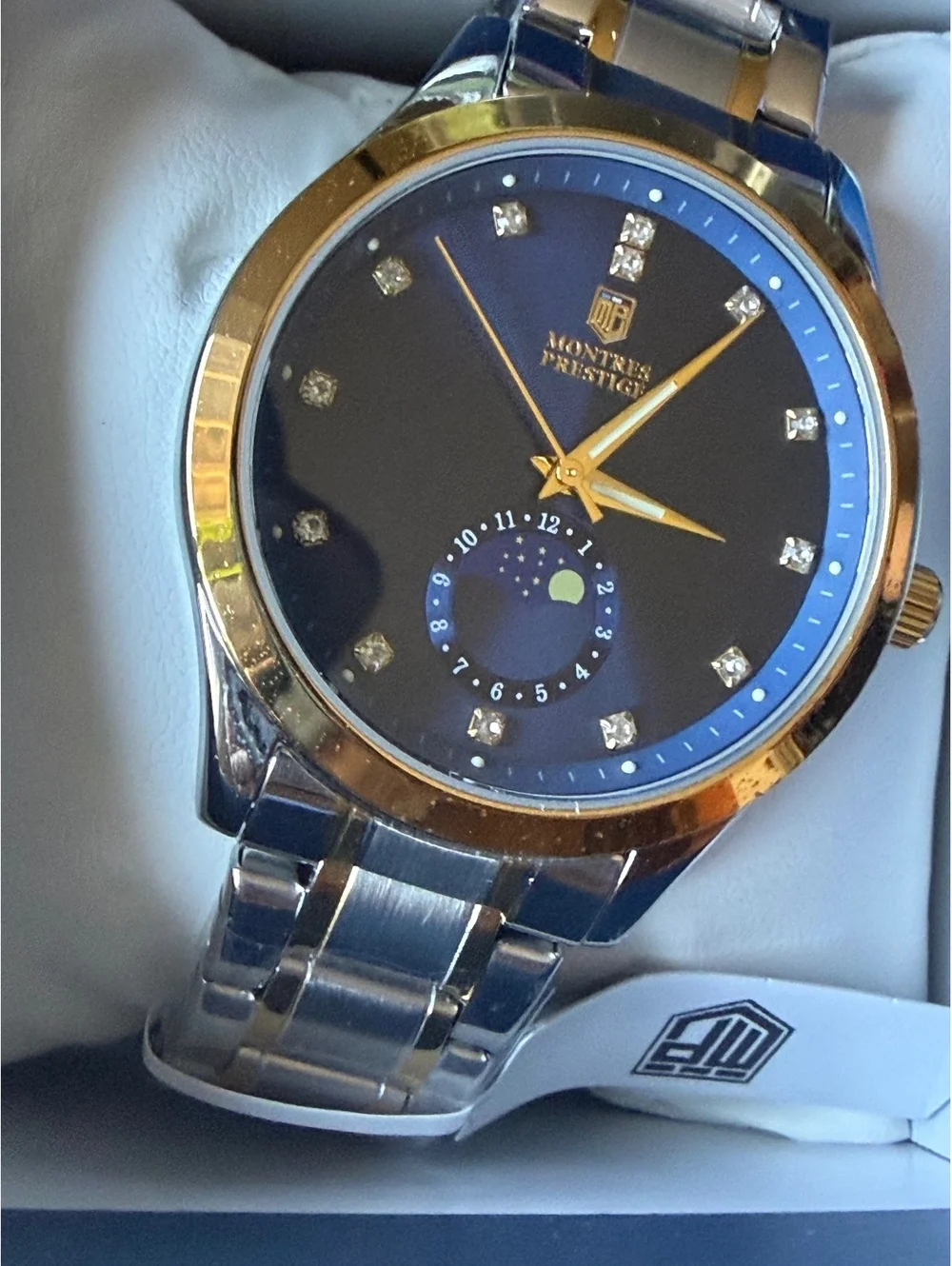 $199.00 Montres Prestige by INVICTA 42mm Men’s Watch blue face-two tone band